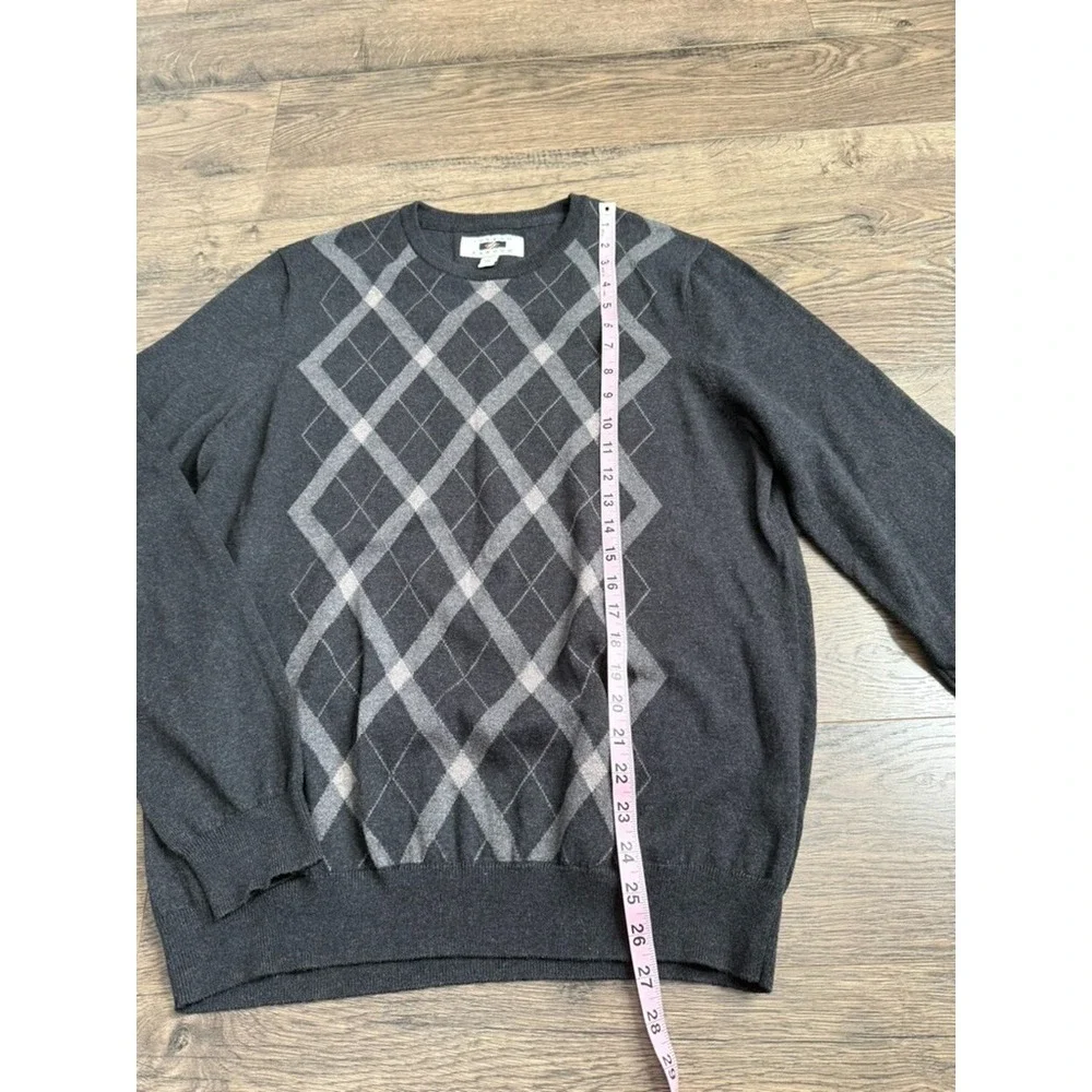 EUC Mens Joseph Abbound diamond Argyle grey cotton wool cashmere sweater size L